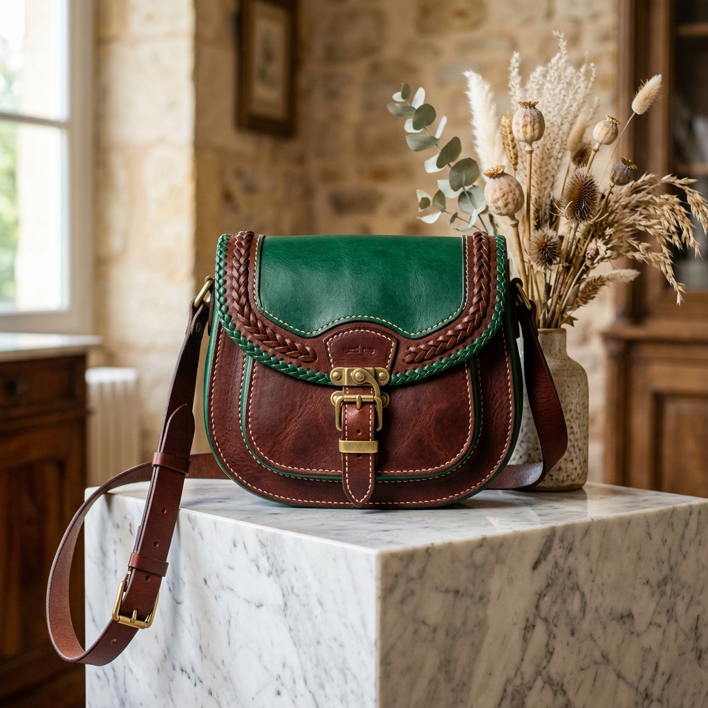 Luxury dual-tone leather saddle bag
